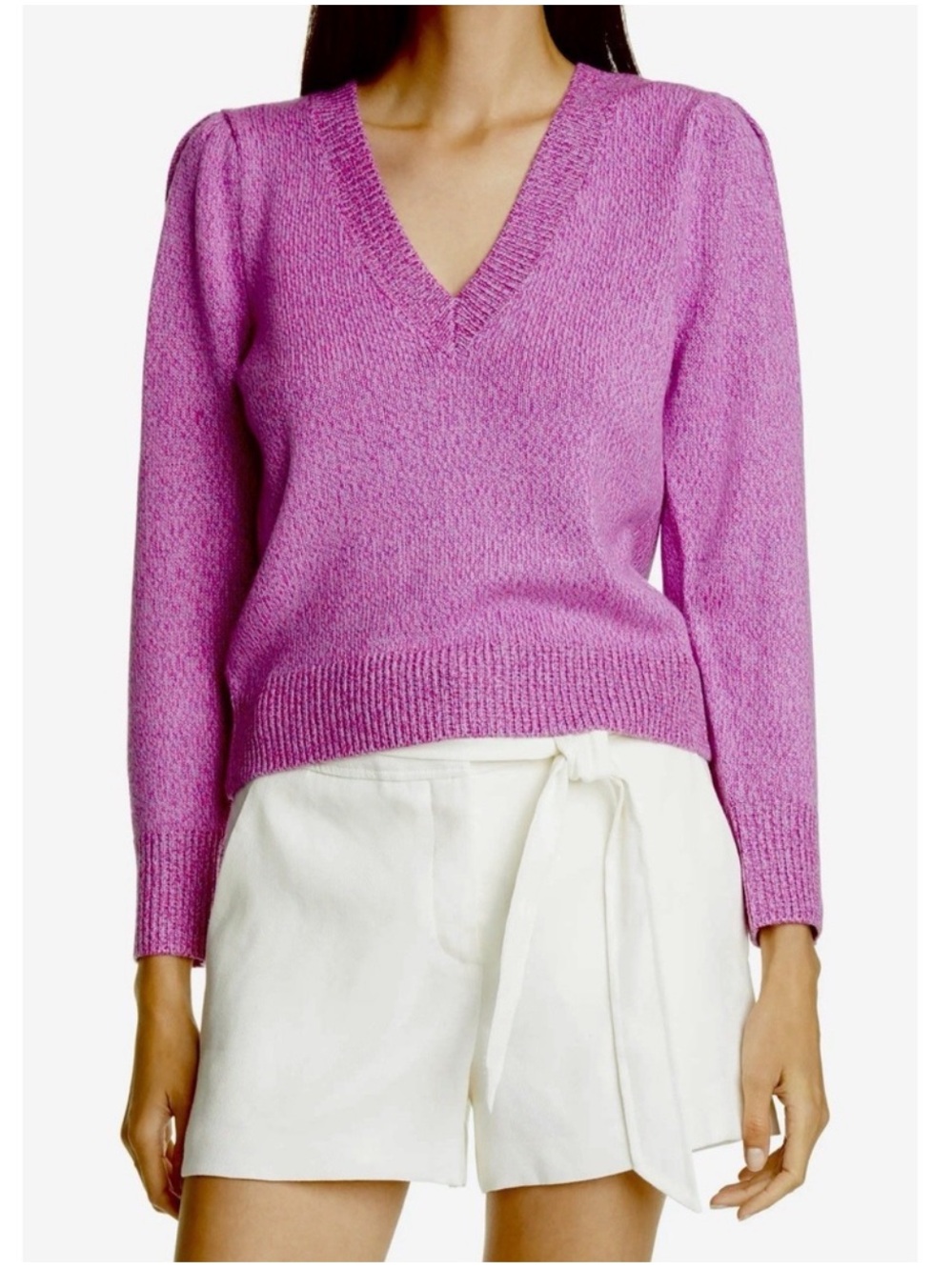 Veronica Beard Kenia V-Neck Sweater in Violet and Pink Size Medium